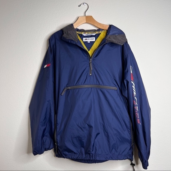 TOMMY HILFIGER ATHLETICS Navy Blue Quarter Zip Wind Breaker Jacket
